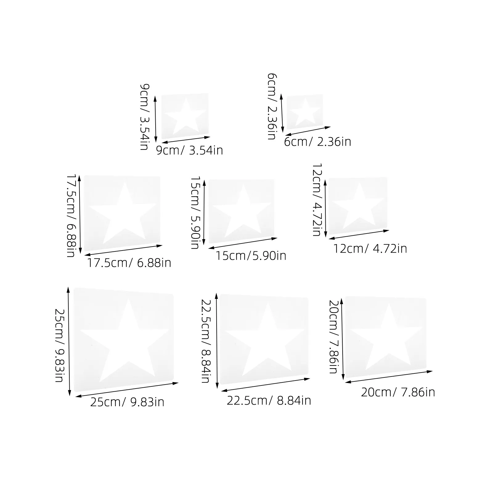 16 pcs Stencils Templates Painting Drawing Plastic Geometric Ruler Halloween Christmas New Year Diy Home Decor Star