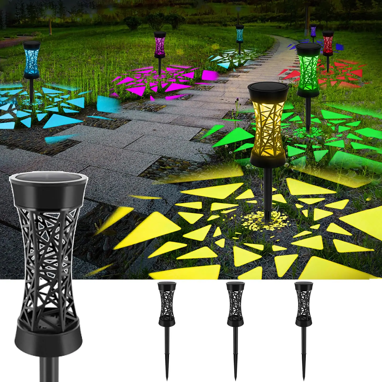 

4 Pack Solar Pathway Lights Outdoor LED Lamp with Warm/Colored Light Solar Garden Lights Landscape Lawn Lamp for Yard Patio