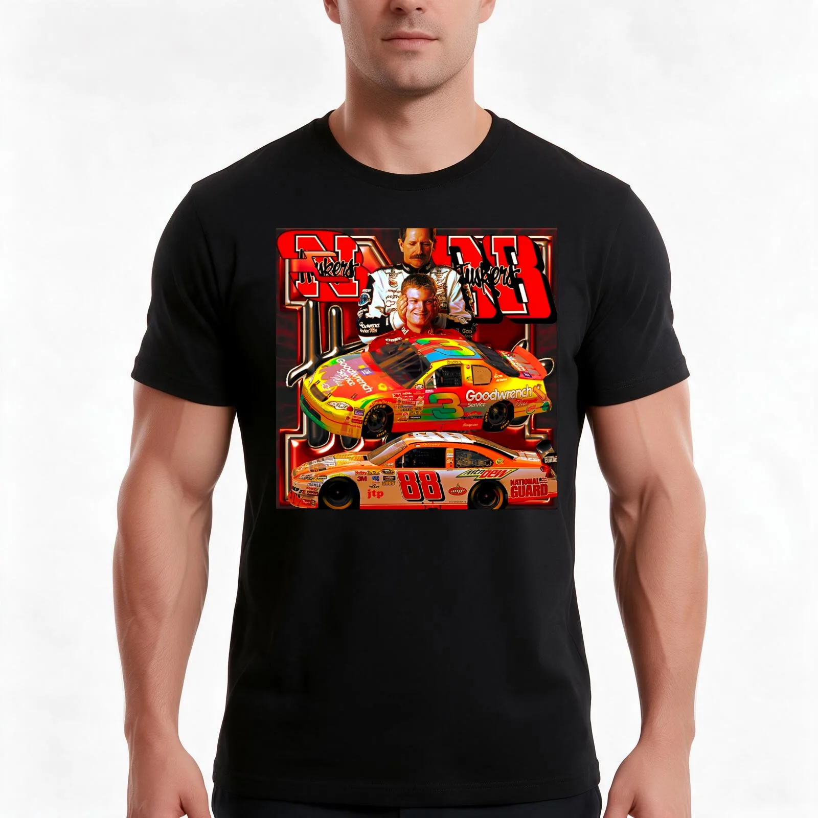 Dale earnhardt and jr T-Shirt, Summer Casual Cotton Tee, Oversized Streetwear Tops, Vintage Graphic Print, Unisex Men Women