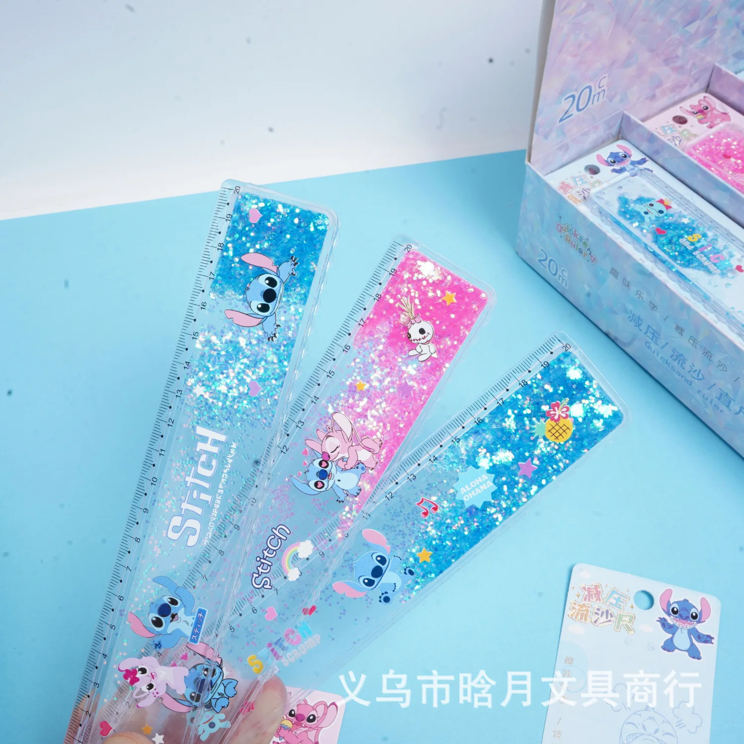 1PCS Stitch  Flowy Height Leveling Cartoon-style Stitchy Character 20cm Long Ruler Creative Drawing Ruler