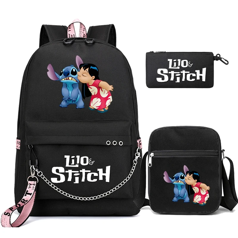 3Pcs/set Lilo Stitch Backpacks Printed Bookbag Travel Bag Student Teenagers Children Knapsack Boy Girl Schoolbag Daily Rucksack