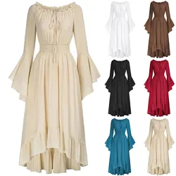 Halloween Medieval Renaissance Vampire Dress for Women Vintage Cosplay Pirate Costume Witch Carnival Dress Up Party 2025