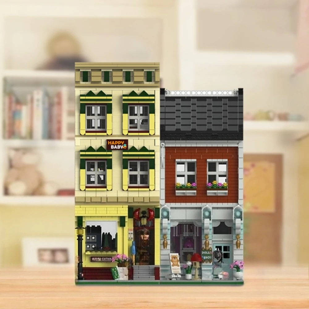 MOC Modern Grocery Store Flower House Building Blocks Set European Shop Villa Architecture Toys Children Birthday Holiday Gifts
