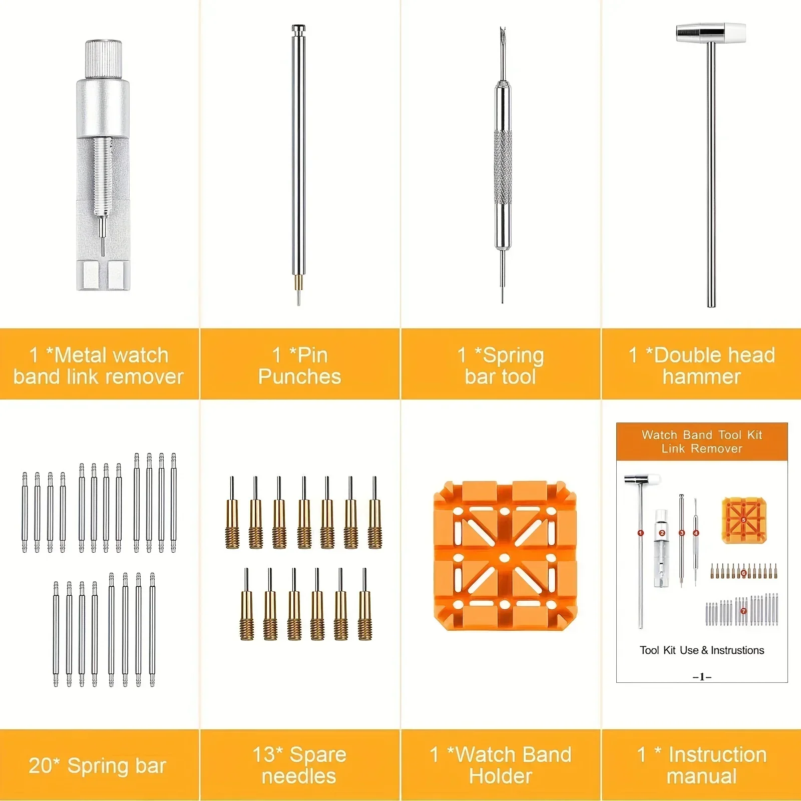 مجموعة أدوات إزالة رابط الساعة ، مجموعة إصلاح سوار الساعة لتعديل واستبدال سوار الساعة ، دليل المستخدم ، 39 * لكل مجموعة