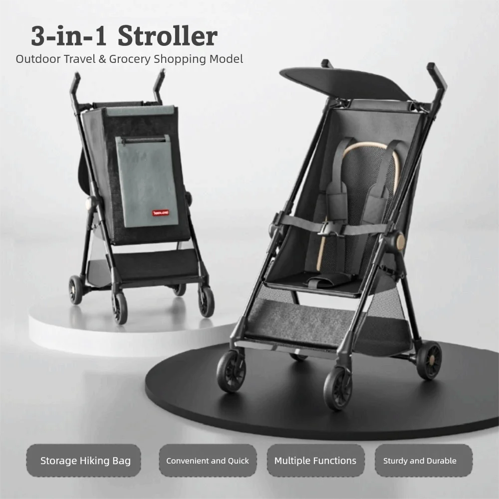 

Portable Baby Stroller Foldable Design with Storage Bag Foldable Stroller Compact Size Lightweight Frame Travel Stroller