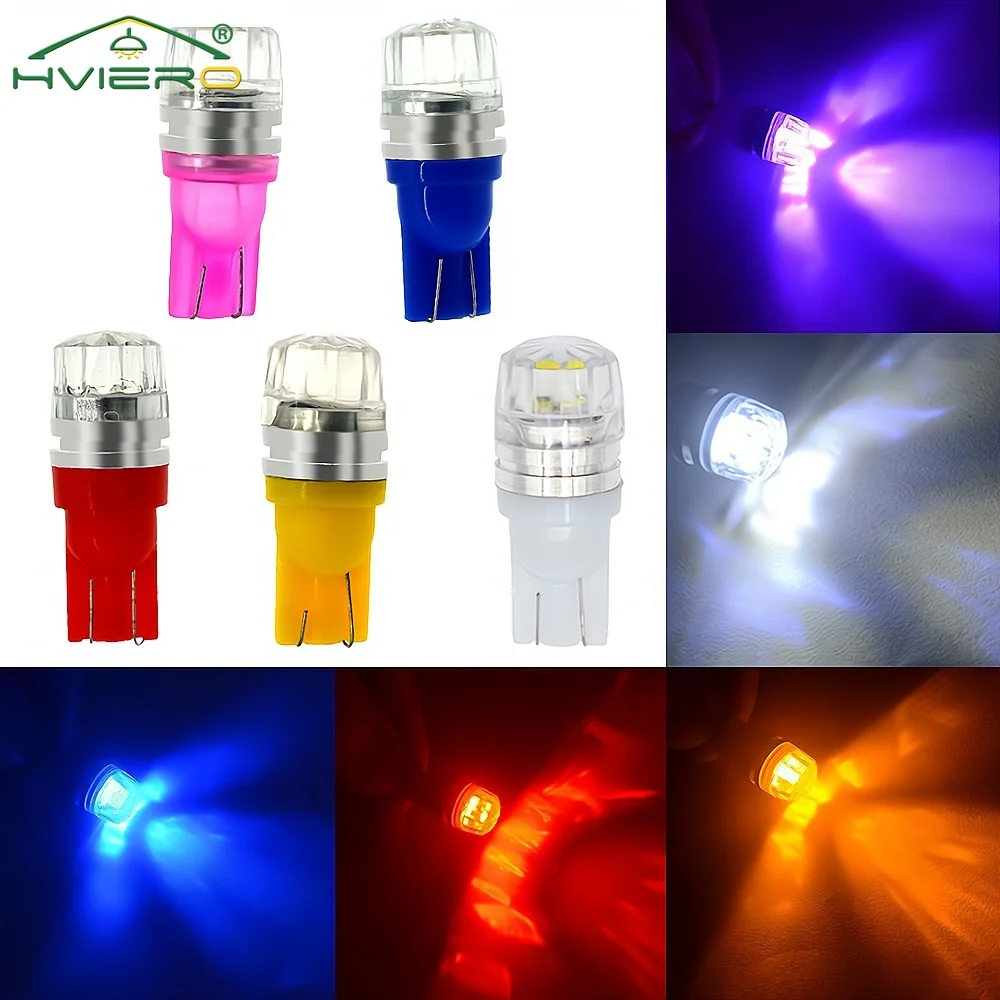 2Pcs Auto Footrest Lamp DC 12V T10 Led White Red Pink Wedge Turn Signal Tail Side Marker Bulb Backup Running Superbright Light