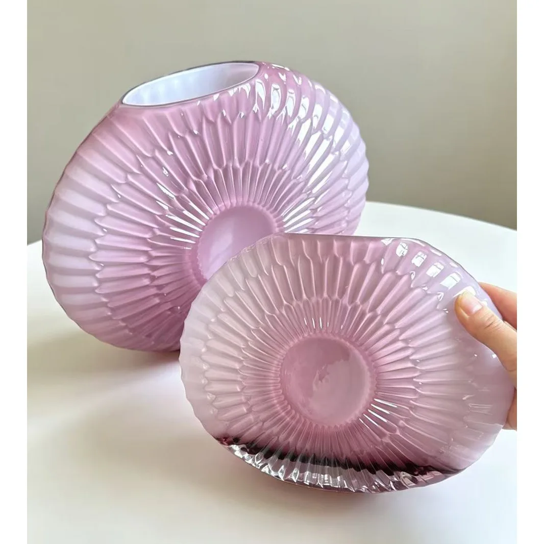 Glass Vase Handmade Shell Flower Vase Pink Clam Shells Terrarium Flowerpot Colored Shells Vases Home Decoration Accessories