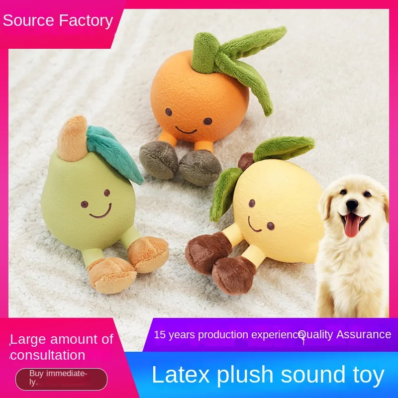 

Design Dog Toy Emulational Fruit Latex Plush Vocalization Bite-Resistant Molar Teddy Bichon Pet Toy