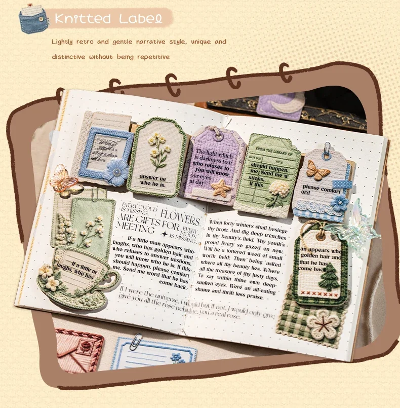 JIANWU Vintage Weave Label Relief Landscape Material Collage Scrapbooking Sticker Creative DIY Journal Stationery