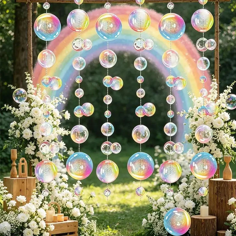 Bubbles Circle Garland 2m Under The Sea Themed Wall Hanging Banner for Nursery Mermaid Theme Party Decor Supplies