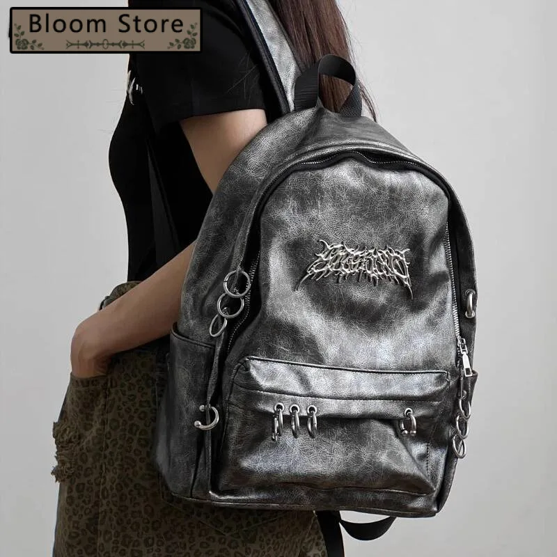 

Personality Punk Gothic Women Backpack Y2k Aesthetic Trendy Vintage Schoolbags All Match Fashion Casual Backpacks For Students