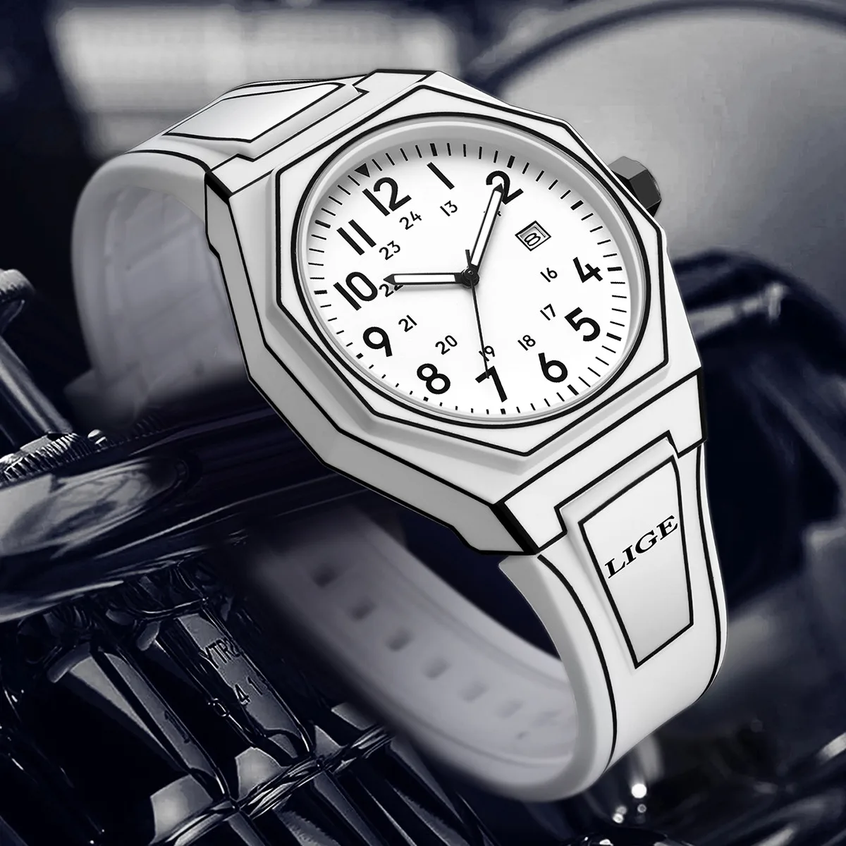 LIGE New Men Watch Military Men's Quartz Wristwatches Fashion Classic Silicone Sports Waterproof Calendar Relogio Masculino+BOX