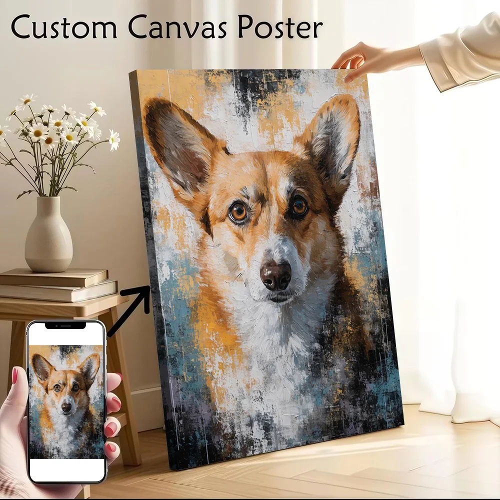 Corgi Portrait Painting Printed Canvas Poster Personalized High Quality Wall Art Paintings for Decor Living Room Decorations