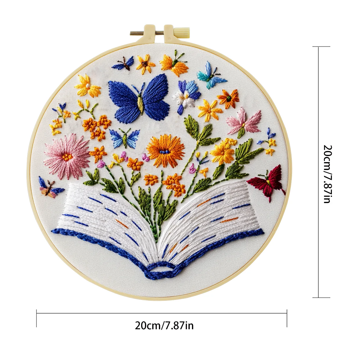 1 Stück 20X20CM/15X15CM 7,87/6,3 Zoll Blumen- und Schmetterlings-Stickerei-Starter-Kit DIY-Kit DIY-Stickerei-Set Handarbeiten – Detail 5