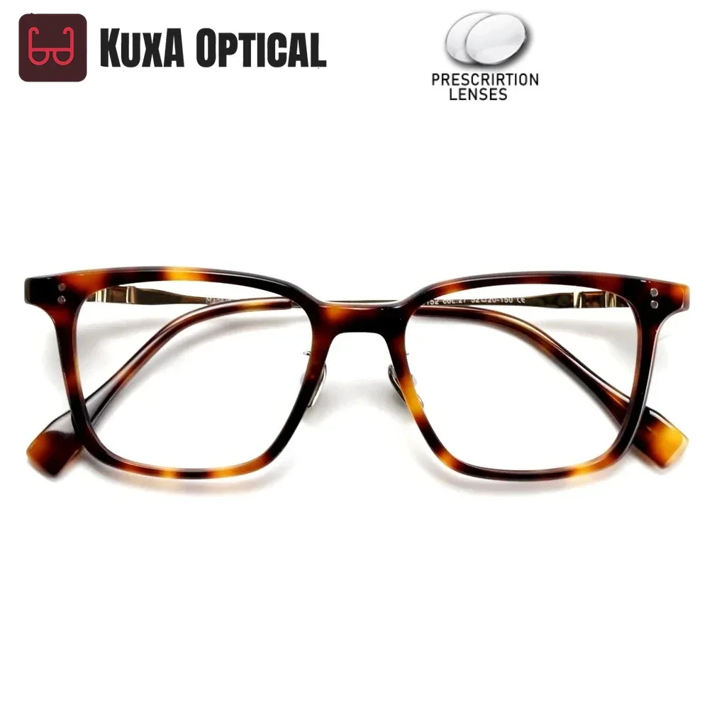 

KUXA новые модные мужские очки из ацетата черепахи в стиле ретро с близорукостью для чтения, прогрессивные линзы по рецепту, антибликовые очки