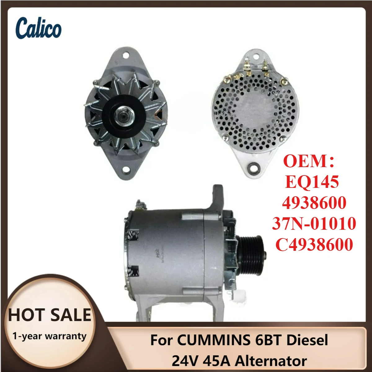 

Высококачественный материал для генератора CUMMINS 6BT Diesel 24V 45A EQ145 4938600 37N-01010 C4938600