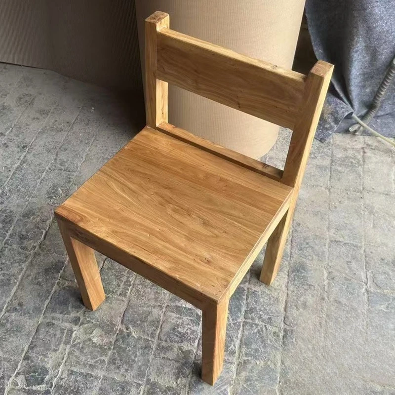 

Elm Solid Wood Vintage Dining Chair Commercial Small Back Seat Bar Restaurant Natural Log Stool for Home Dining Room Furniture