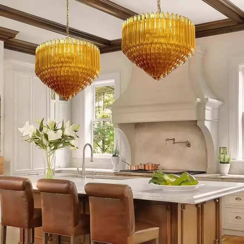Luxury Crystal Glass Round Cone Chandelier Lights Home Decor Living Room Villa pendant Hanging Lamp