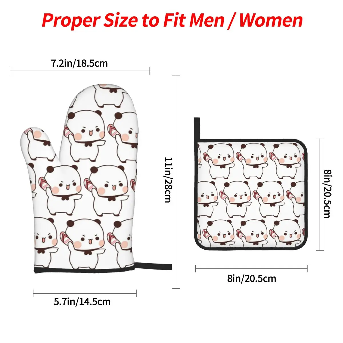Cute Bubu Is Throwing Flip-flops At Dudu Oven Mitts and Pot Holder Sets of 4 for Baking Cooking BBQ Resistant Non-Slip Gloves