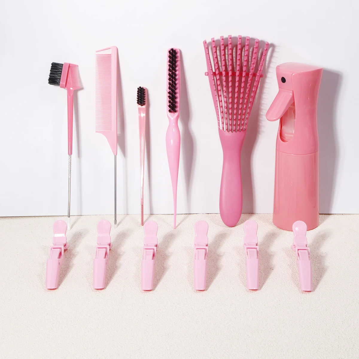 12pcs Hair Comb Set,Spray Bottle, Straightening Comb, Edge Control Brush, Detangler Brush, Tail Comb,Special for real hair wigs