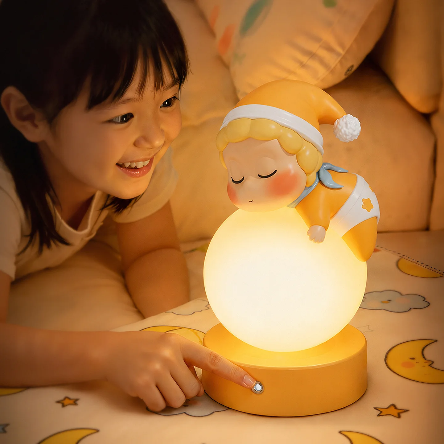 Creative Puppet Bedroom Beside Lamps Children Room Accompany Sleeping Light Fixture Touch Switch Dimming Led Illumination Decor