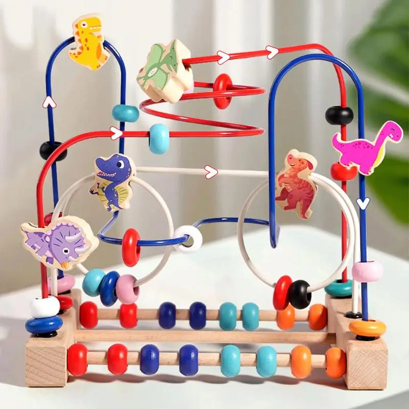 Bead Maze Toys For Kids Colorful Abacus Roller Coaster With Dinosaur Graphics Abacus Beads Toys Early Educational Toy For Boys