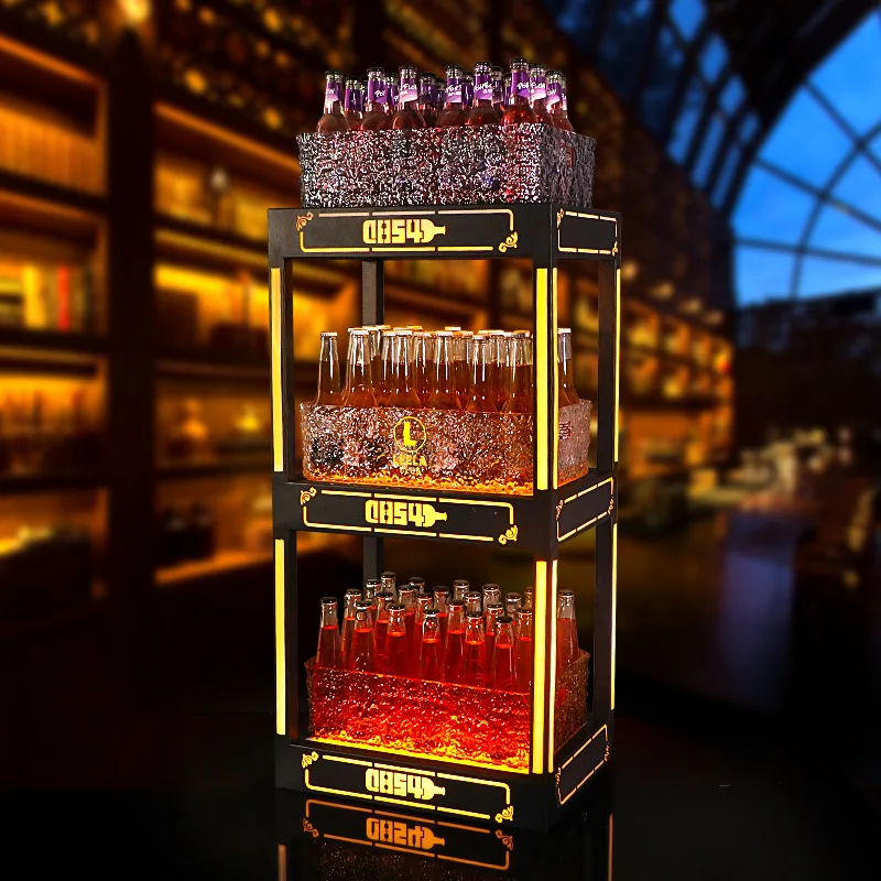 

Customized LED luminous wine cabinet bar nightclub spade a champagne display cabinet KTV high-end foreign wine display rack