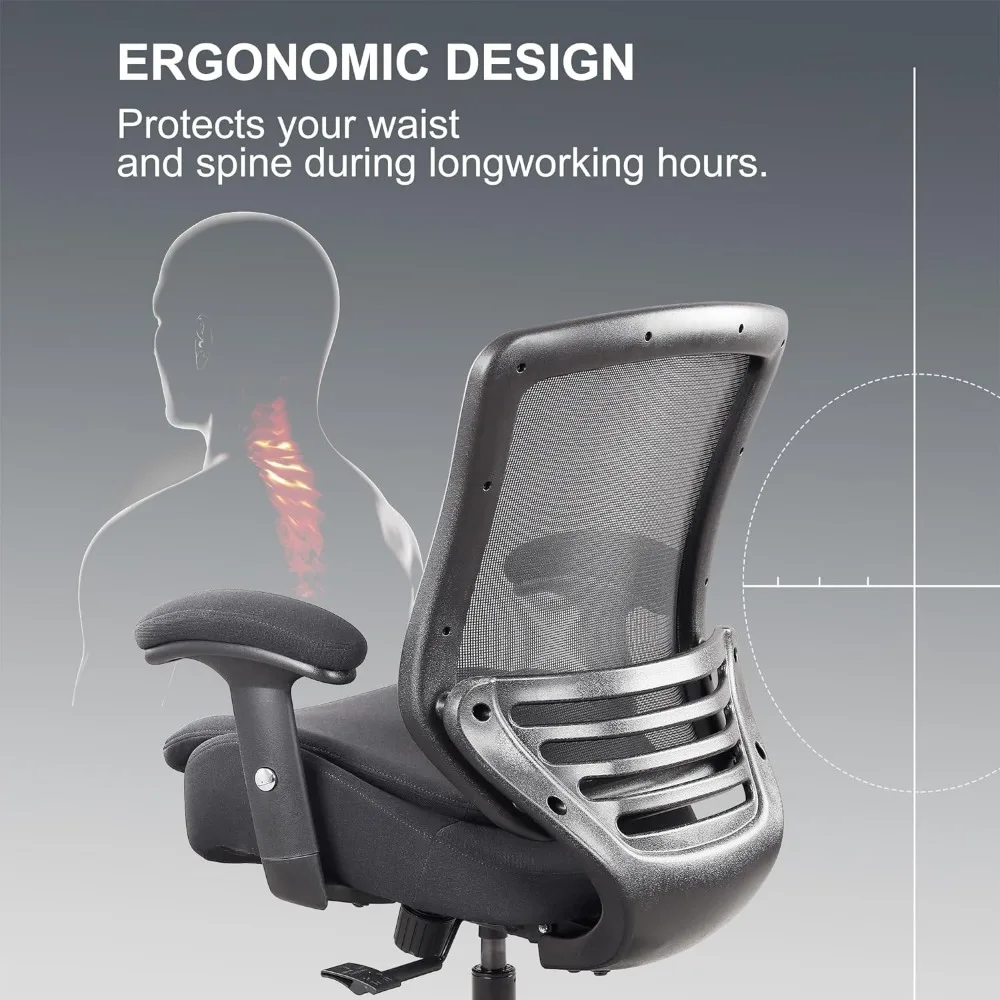 Silla ergonómica de oficina con reposabrazos suave, sillón de escritorio, soporte Lumbar, giratoria de 360 °, negra, sin reposapiés