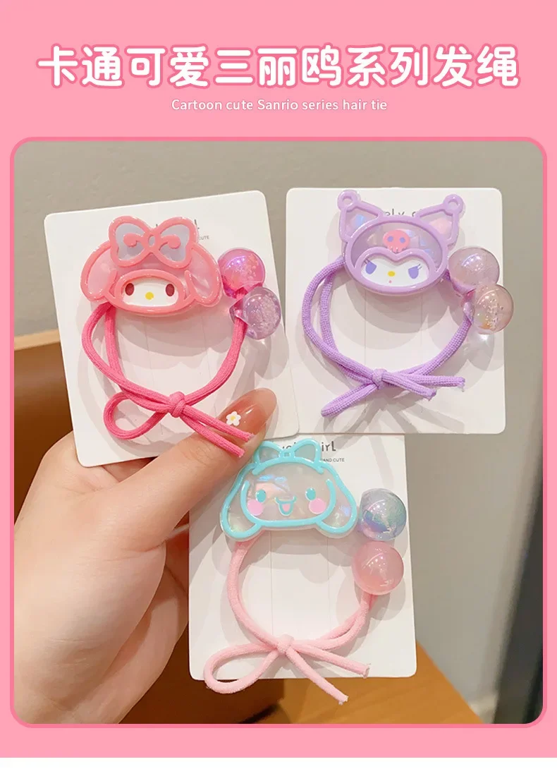 2024 MINISO Sanrio Cute Rubber Hello Kitty My Melody Cinnamoroll Anime Cartoon Hair Tie Kawaii Students Hair Band Accessories