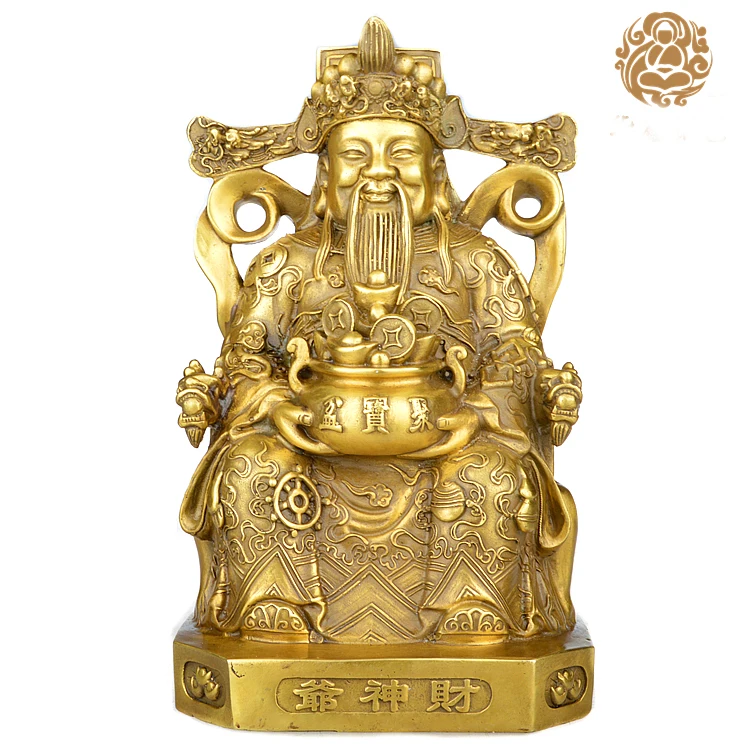 21cm large- efficacious Talisman home  House Protection Money Drawing Martial god of wealth CAI SHEN KAI GUANG brass statue