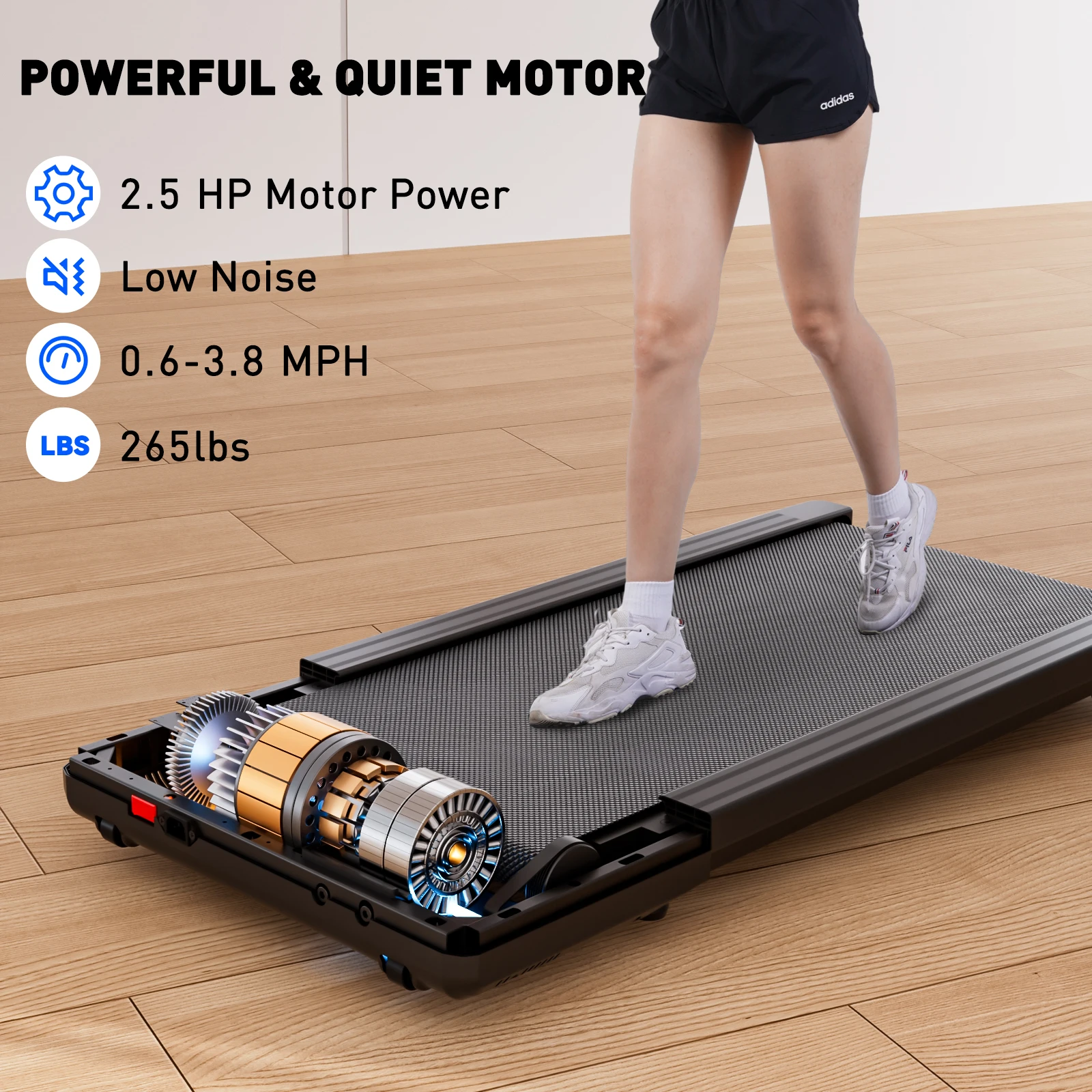 Promoation Walking Treadmill 2.5HP 1-6km/h Speed Anti-Slip Shock Absorption Portable Treadmill for Home Office Exercise Machine