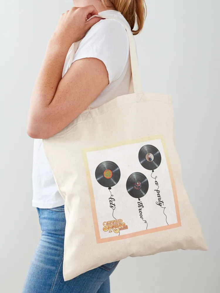 Sammy Rae & The Friends Lets Throw a Party Record Balloons Tote Bag supermarket folding bag eco pack Canvas Tote Bag