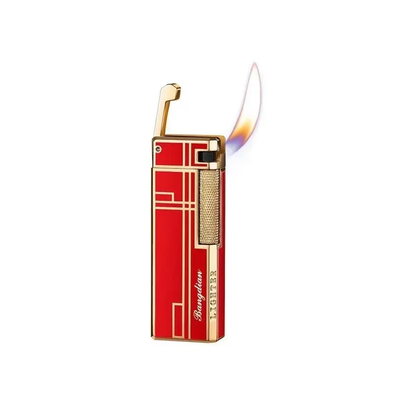 Butane Gas Lighters Retro Side Slide Grinding Wheel Ignition Open Flame Cigarette Lighters Smoking Accessories Unusual  Lighters