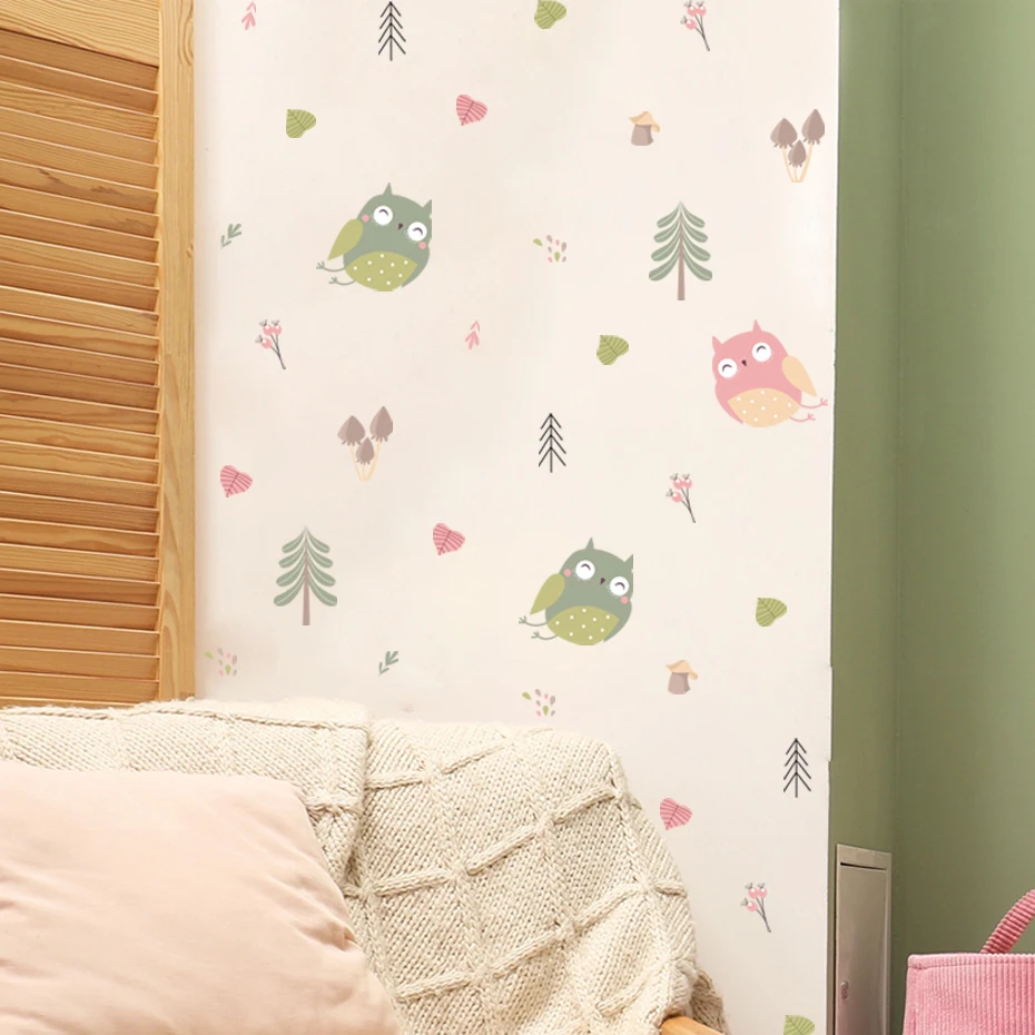 

Cute Owl Wall Decals Cartoon Wall Stickers Peel & Stick Animal Wall Decor Stickers for Boys Girls Bedroom Playroom Baby Nursery