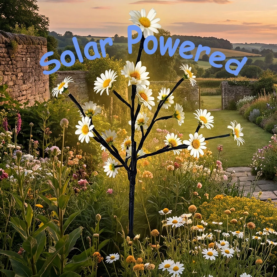 

New Daisy Solar LED Lights Outdoor, Auto Night Light, 2 Modes Garden Decor