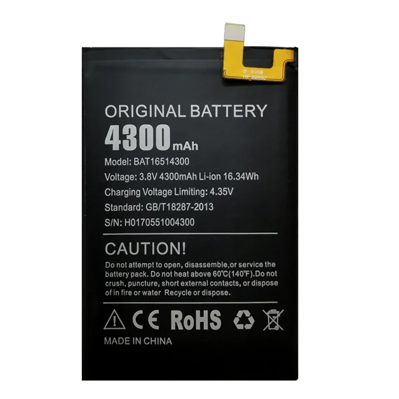 For Doogee-Y6 Max BAT16514300 Battery Replacement, 4300mAh, Smart Phone Parts, Battery Bateria Baterij + Free Tools, 100% New