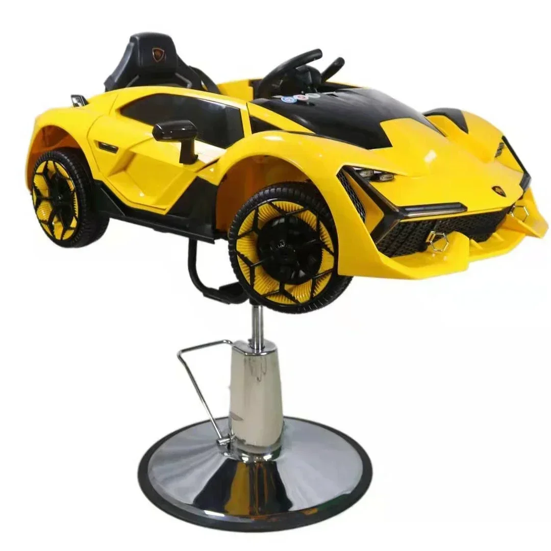 Kids Barber Chair Rotatable Hair Salon Stable Cartoon Barber Car Electric Chair with Safety Belt Barbershop for Children