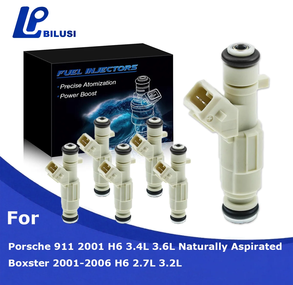 

Bilusi Fuel Injectors Compatible with Porsche 911 2001-2004 3.4L 3.6L Boxster 2001-2006 2.7L 3.2L Replace# 99660612200