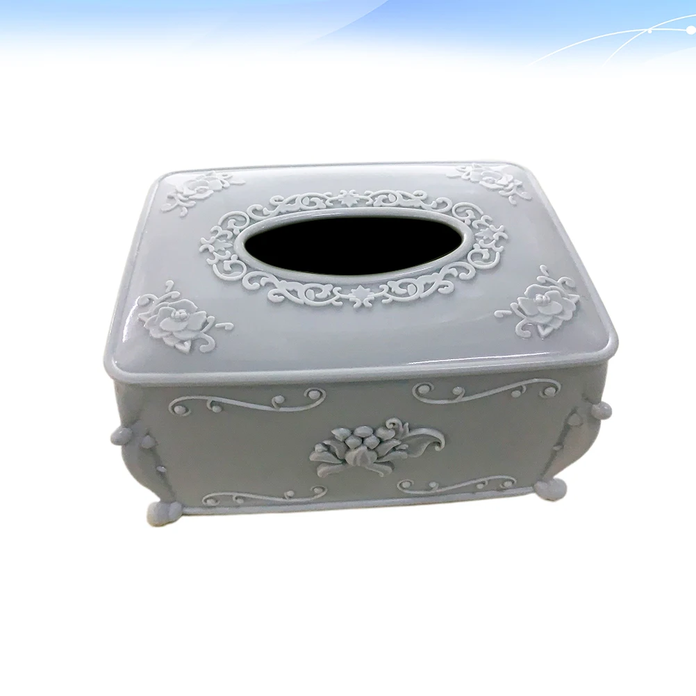 Sturdy Plastic Tissue Box Floral Decorated Square Napkin Storage Container For Home Office Hotel Restaurant Use Strong