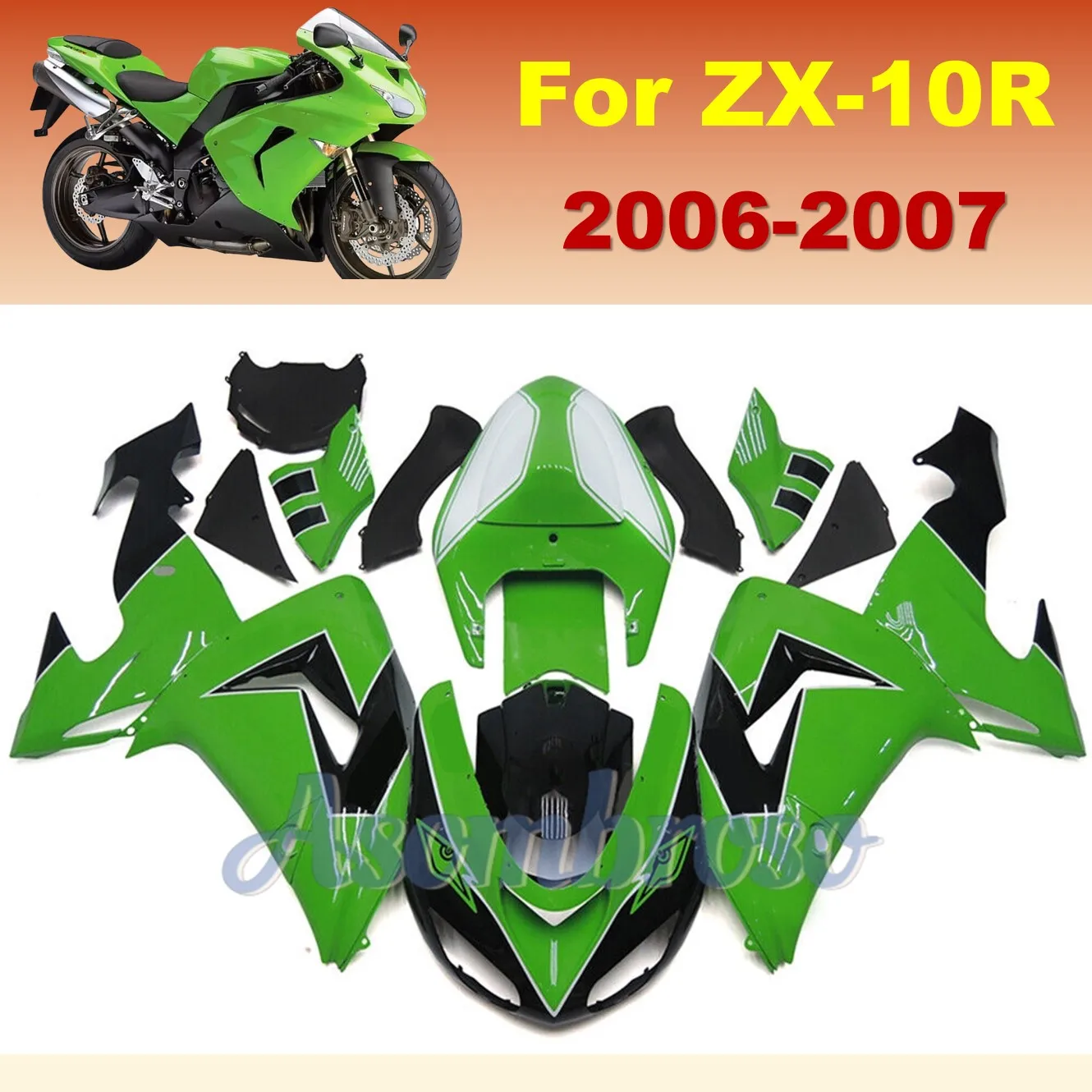 

Motorcycle Fairing kit Fit For Ninja ZX10R 2006 2007 06 07 ZX-10R zx 10r green black bodywork set ZXMT