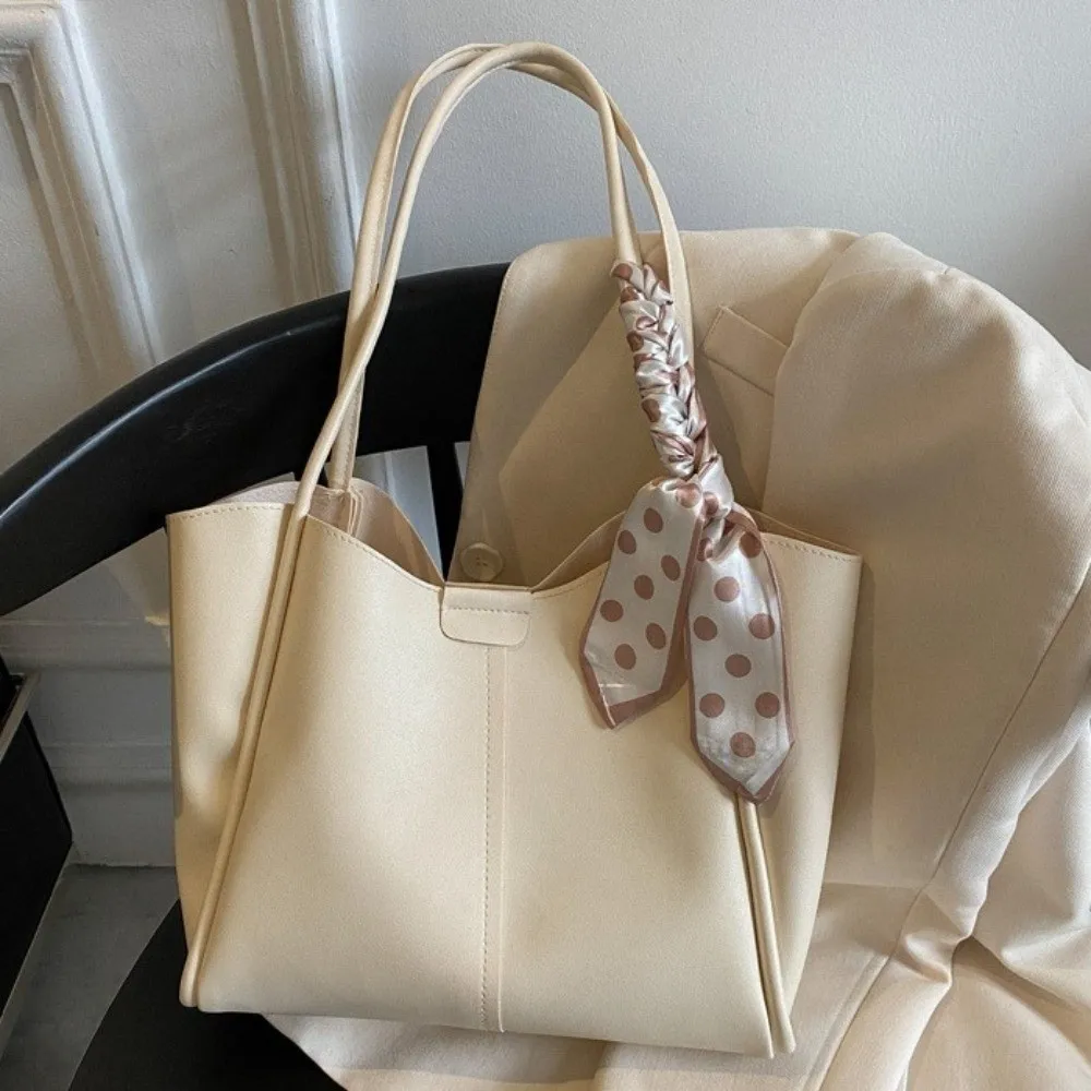 

Женская сумка-тоут из искусственной кожи с маленькой сумкой, большая вместительная сумка для шелкового шарфа с ремнями, сумка из искусственной кожи в корейском стиле, сумка из искусственной кожи под мышками