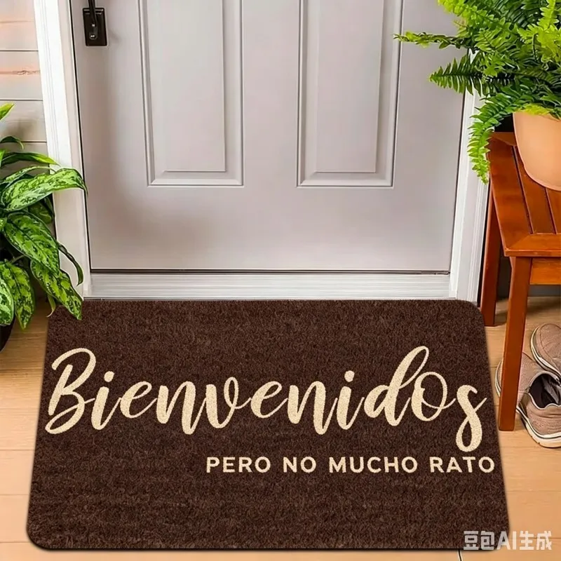 Bienvenidos Pero No Mucho Rato Doormat Funny Spanish Quote Welcome Mat Humorous Sarcastic Entrance Floor Rug Front Door