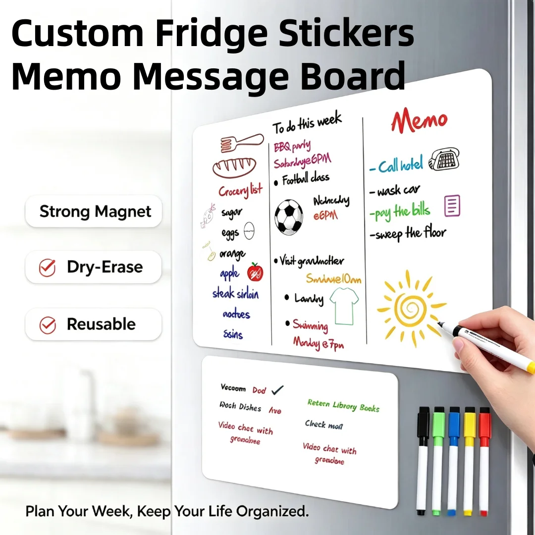 Custom Printing Fridge Magnet Erasable Week Plan Schedule Calendar Magnetic Whiteboard Fridge Sticker Decoration Paper Magnet
