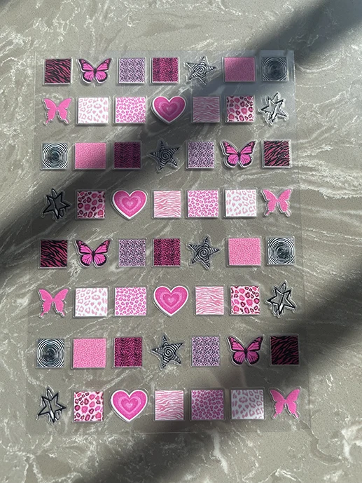 PVC Kawaii Kuchen Rosa Stil Leopardenmuster Party-Aufkleber Nagelkunst Wasserfest Langlebig für Laptop Wasserflasche Notizbuch Geschenke