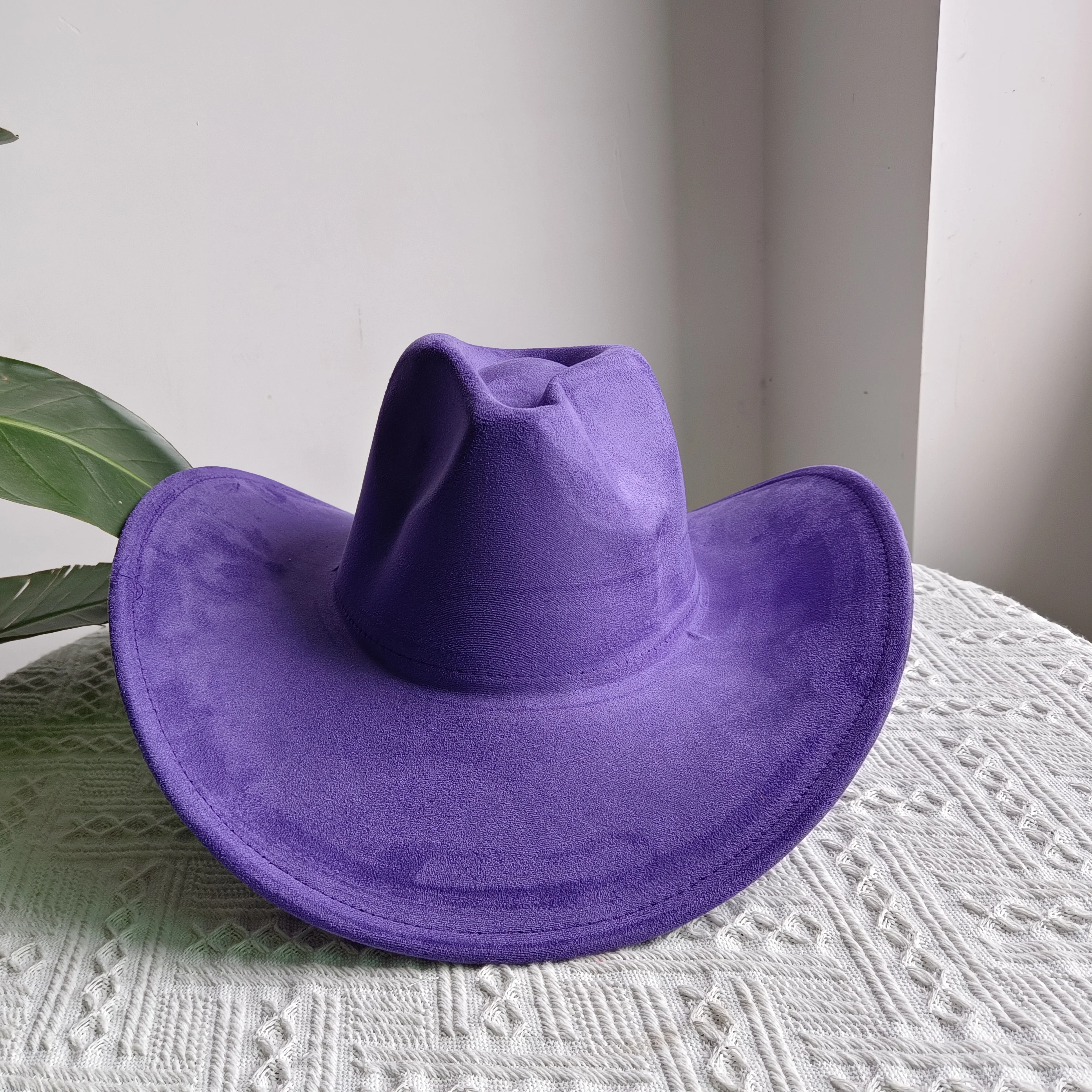 

Suede Purple Cowhead Cowboy Hat New Large Size Cowboy Hat Suede Material Water Drop Top Men's and Women's Knight Hat 2023