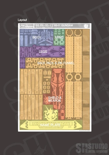 SH STUDIO for Gundam  RG 1/144 RX-93 V2 HI-V HIGH DETAIL UPGRADE ETCHING PARTS  Special Etching Sheet Assembled Model