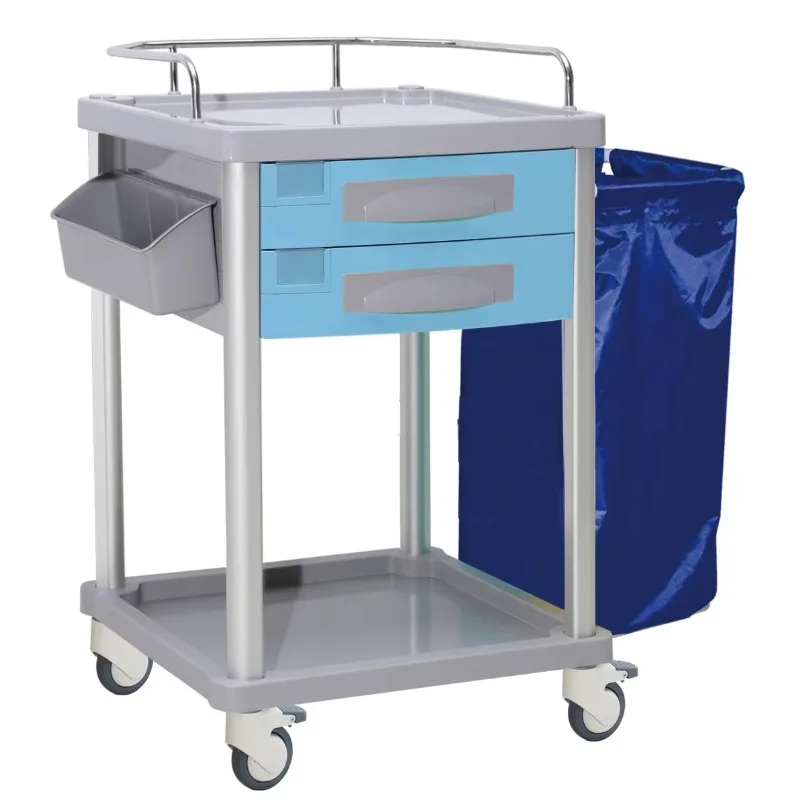 

Hospital Morning Nursing Trolley with Waste Bag | Medical Cart for Clinic & Ward Use
