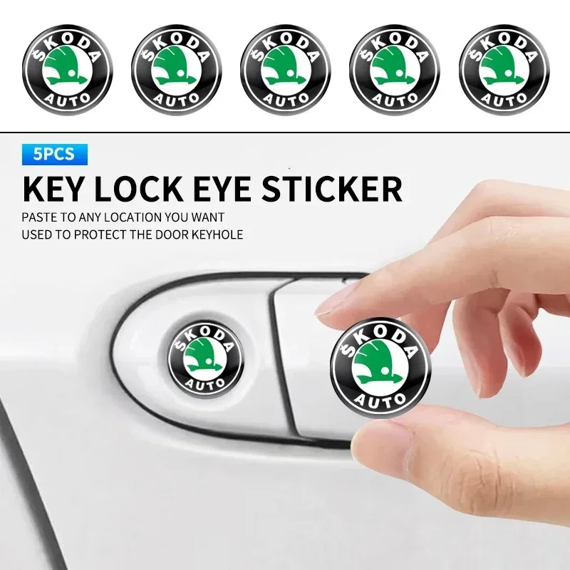 For Skoda Kamiq Kodiaq Karoq Yeti Octavia A5 A7 Fabia Rapid Vrs Superb 15mm Car Door Lock Keyhole Cover Stickers Label