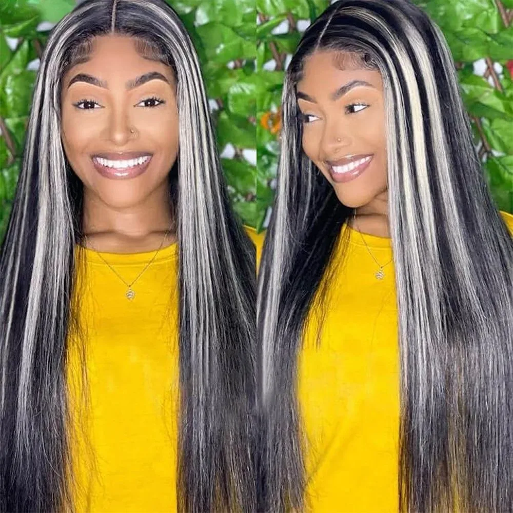 13x4 Glueless Blue Long Straight Synthetic Lace Front Wig Pre Plucked Ready To Wear for Women 24-32 Inch Daily Use