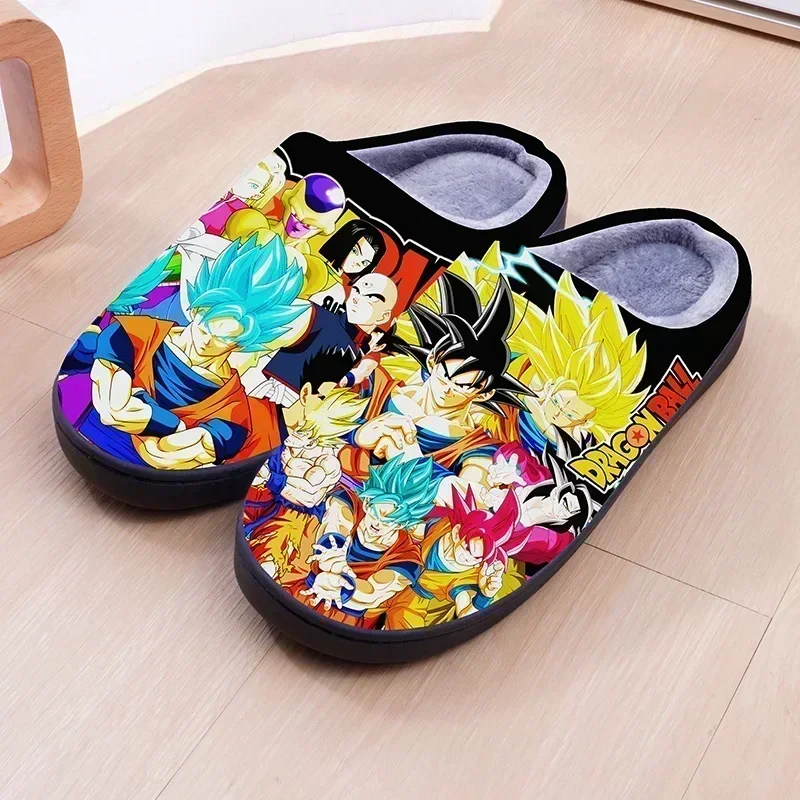 Dragon Ball Vegeta Goku Couple's Indoor Cartoon Warm Non-slip House Slides Men and Women Toe Wrap Home Cotton Shoes Wholesale